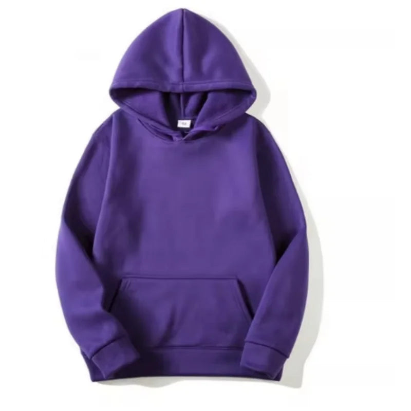 2025 Men's Solid Color Hooded Sweaters Men's Warm Wool Sweater Fashionable Street Clothing Loose  Breathable Jersey Brand Hooded