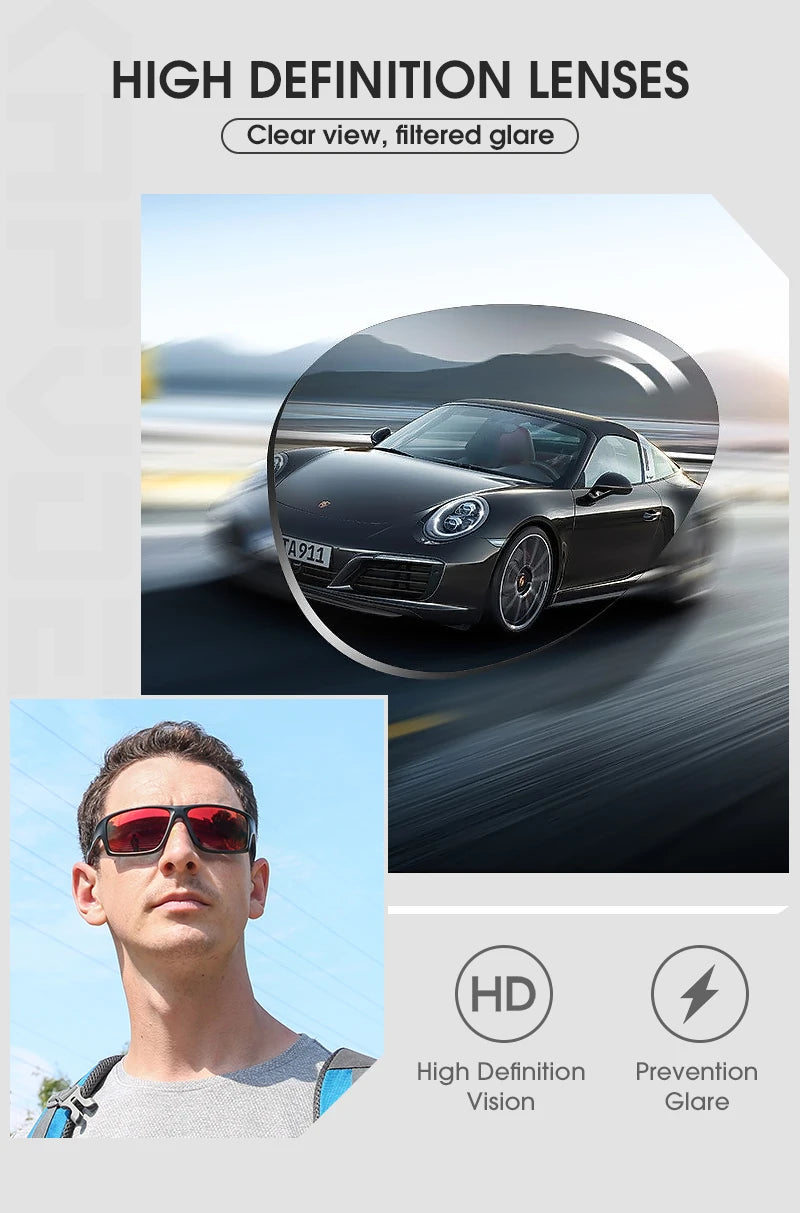 Kapvoe Polarized Fashion Sunglasses Outdoor Sports Uv400 Glasses Camping Fishing Goggles Hiking Running Glasses for Men Cycl