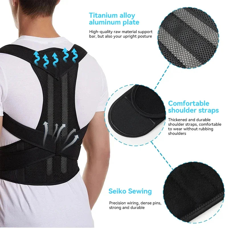 Back Brace Posture Corrector Belt for Women & Men Back Lumbar Support Adjustable Shoulder Posture Support for Improve Scoliosis