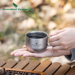 Boundless Voyage Titanium Double Wall Mug Metal Coffee Tea Cup Mini Espresso Cup Ultralight Durable Portable Drinkware Ti3086D
