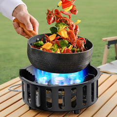 7-Core Camping Stove High-Power Strong Fire Portable Tourist Gas Burner Windproof Electronic Ignition Camping Equipment