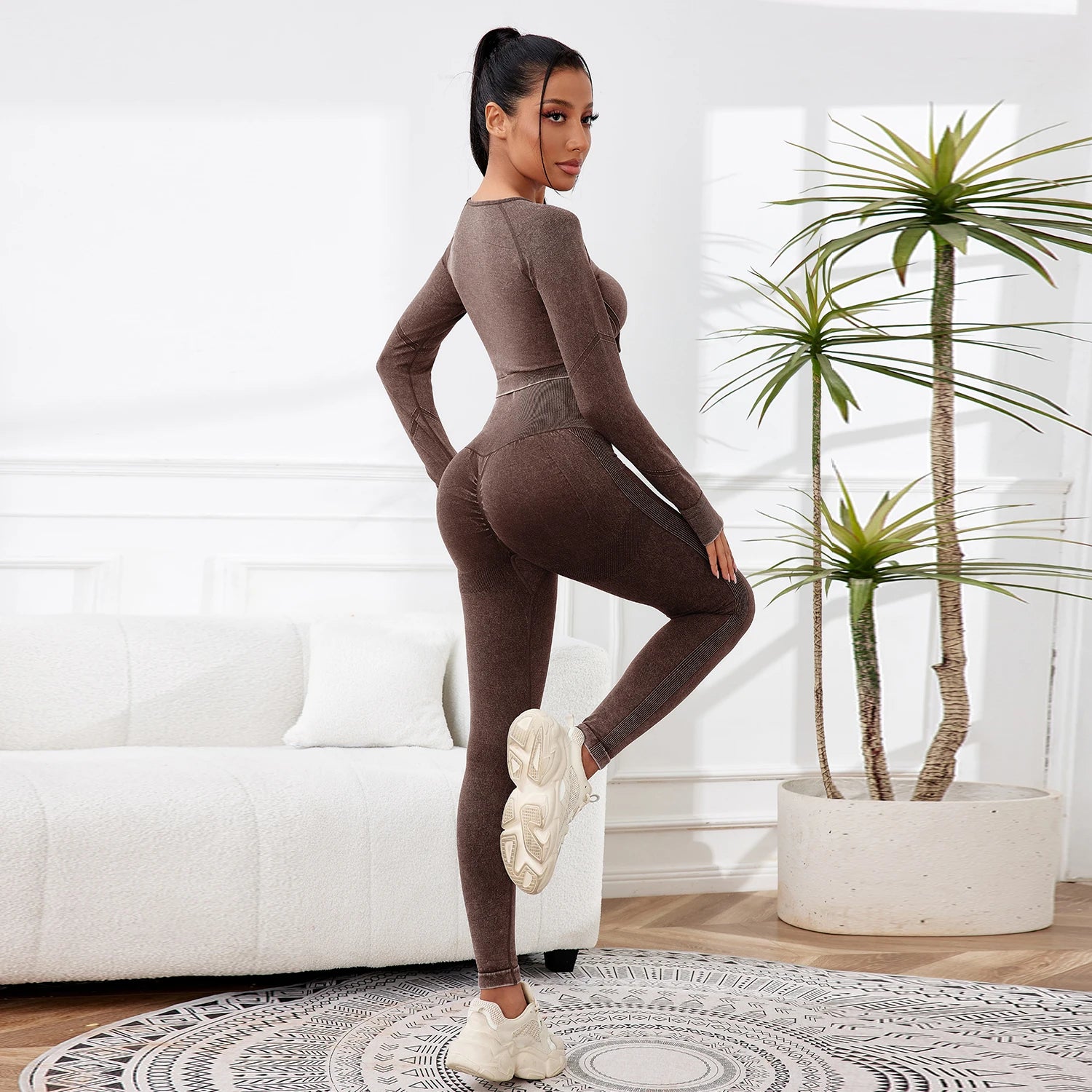 2025 2PCS Sets Women Outfit High Waist Gym Sexy Sport Wash Pants Sets Running Outdoors Skinny