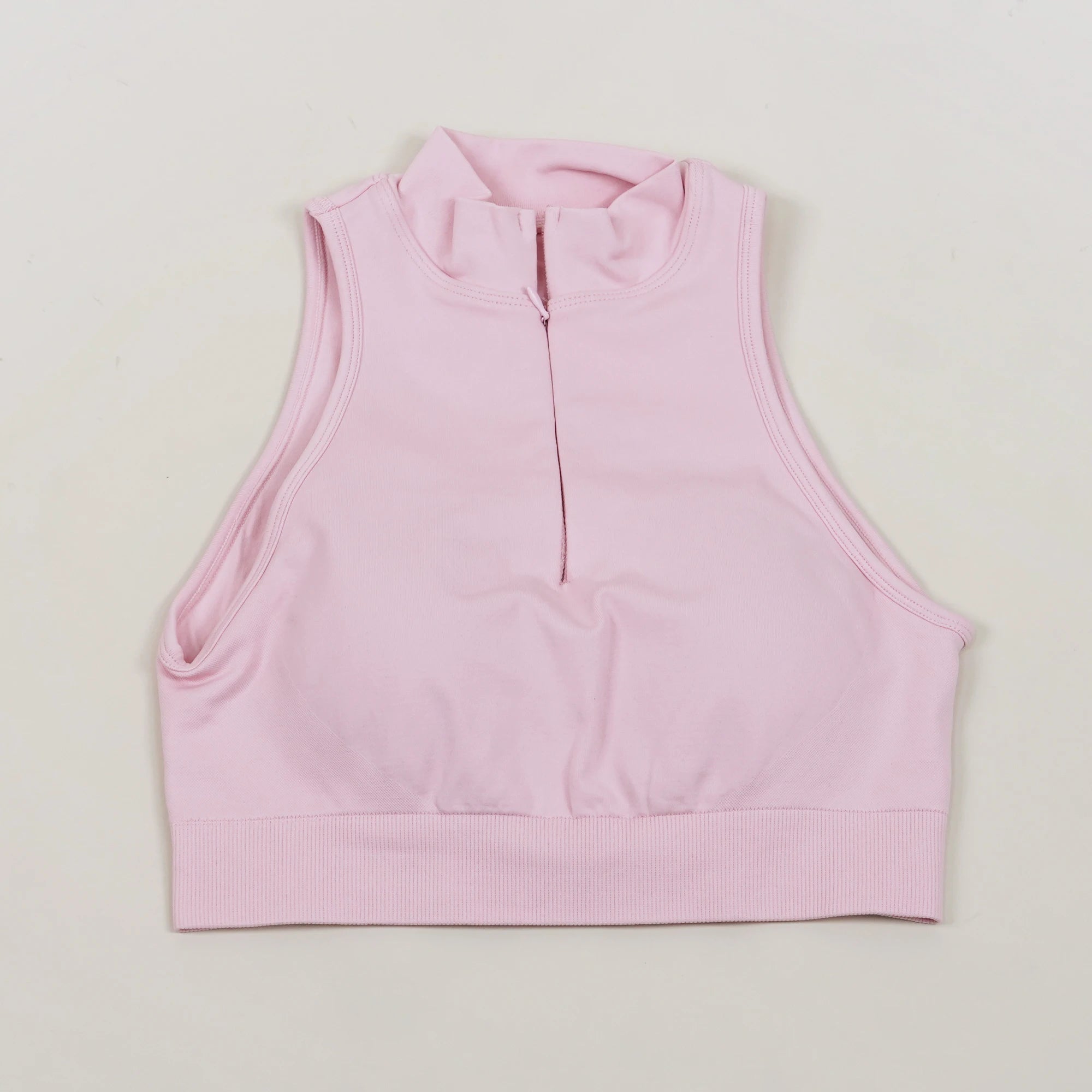 VEQKING 1/4 Zip Tank Top Women Racer Back Yoga Vest with Pads Lapel Sports Crop Tops Shockproof Dynamic Gym Workout Bra Tops