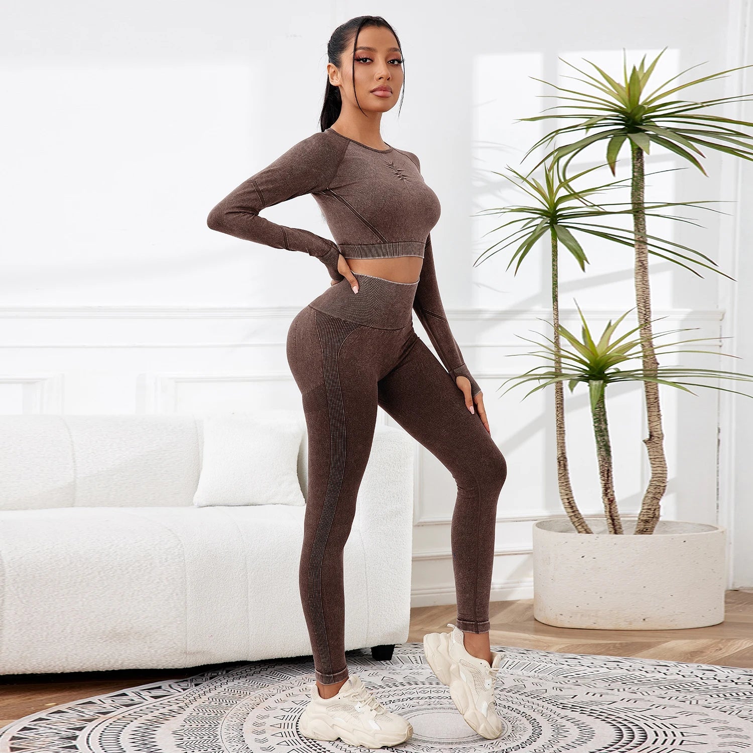 2025 2PCS Sets Women Outfit High Waist Gym Sexy Sport Wash Pants Sets Running Outdoors Skinny