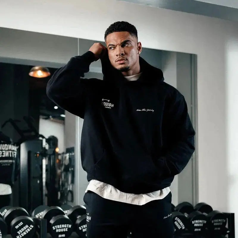 Men Oversized Pullover Hoodie Cotton Loose Sportswear Joggers Gym Sports Fitness Running Training Coat Casual Fashion Sweatshirt باور أب | Power Up