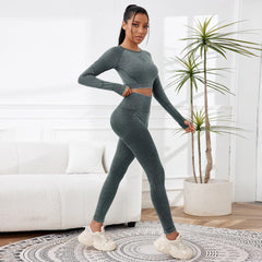 2025 2PCS Sets Women Outfit High Waist Gym Sexy Sport Wash Pants Sets Running Outdoors Skinny