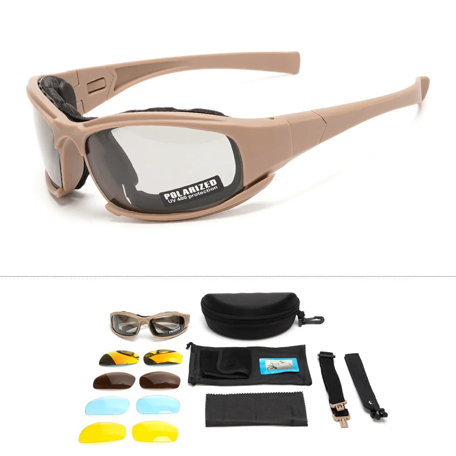 Military Goggles for Men Polarized Sunglasses Smoke Lens Airsoft Shooting Glasses Bullet-Proof Motorcycle Cycling Protection