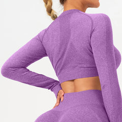 2 pcs/set Long Sleeve Yoga Leggings Set Sportswear Woman Gym Seamless Workout Outfit Yoga Clothes Womens Tracksuit Activewear