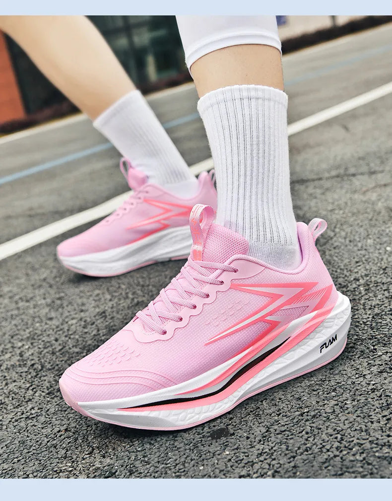 Full-Length Carbon Plate Running Shoes for Boys and Girls, New Breathable Non-Slip Men's Running Shoes, Marathon Racing Shoes