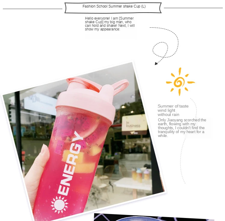 500/700MLSports Water Bottle Protein Shaker Outdoor Travel Portable JuiceCup With Powder Case Coffee Mugs Leak Proof DrinkBottle