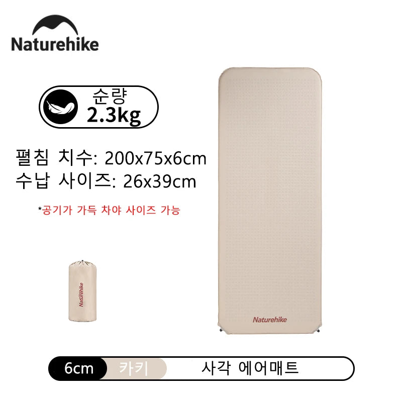 Naturehike 2025 New Self Inflating Air Mattress 6cm Thicken Ultralight Picnic Sleeping Pad Folding Outdoor Camping Air Mat