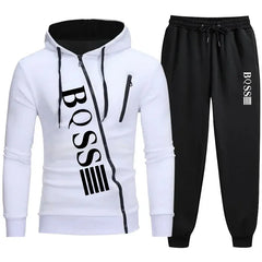 2025 Men's Tracksuit Casual Jogging Suit Outdoor Set Zipper Hoodies + Black Sweatpant 2pcs Spring Fashion New Streetwear S-4XL