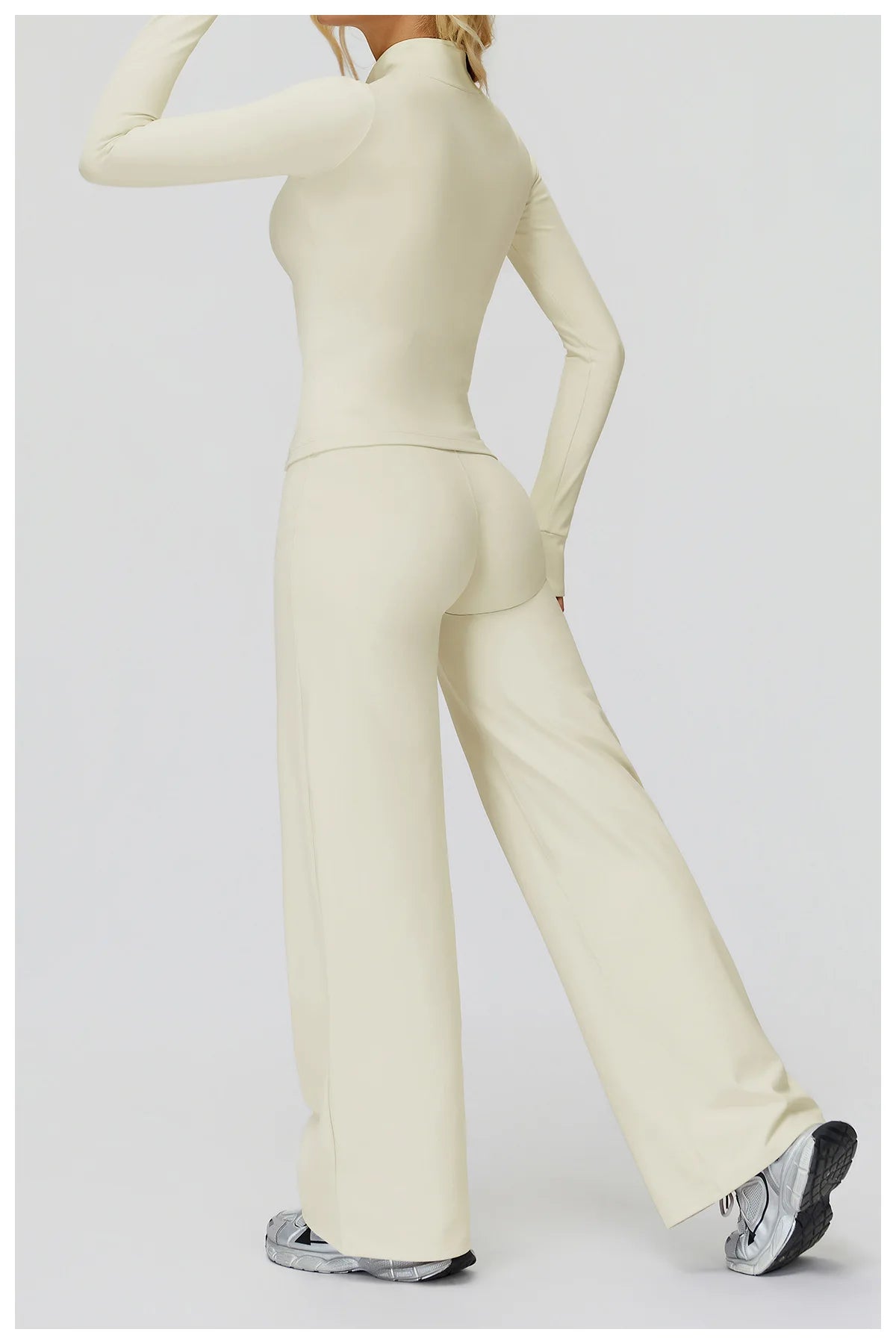 2PCS Yoga Set Workout Sets Women Sportswear Gym Clothing Fitness Zipper Long Sleeve High Waist Leggings Sports Suits Yoga Suit