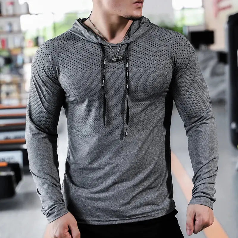 Mens Fitness Tracksuit Running Sport Hoodie Gym Joggers Hooded Outdoor Workout Athletic Clothing Muscle Training Sweatshirt Tops باور أب | Power Up