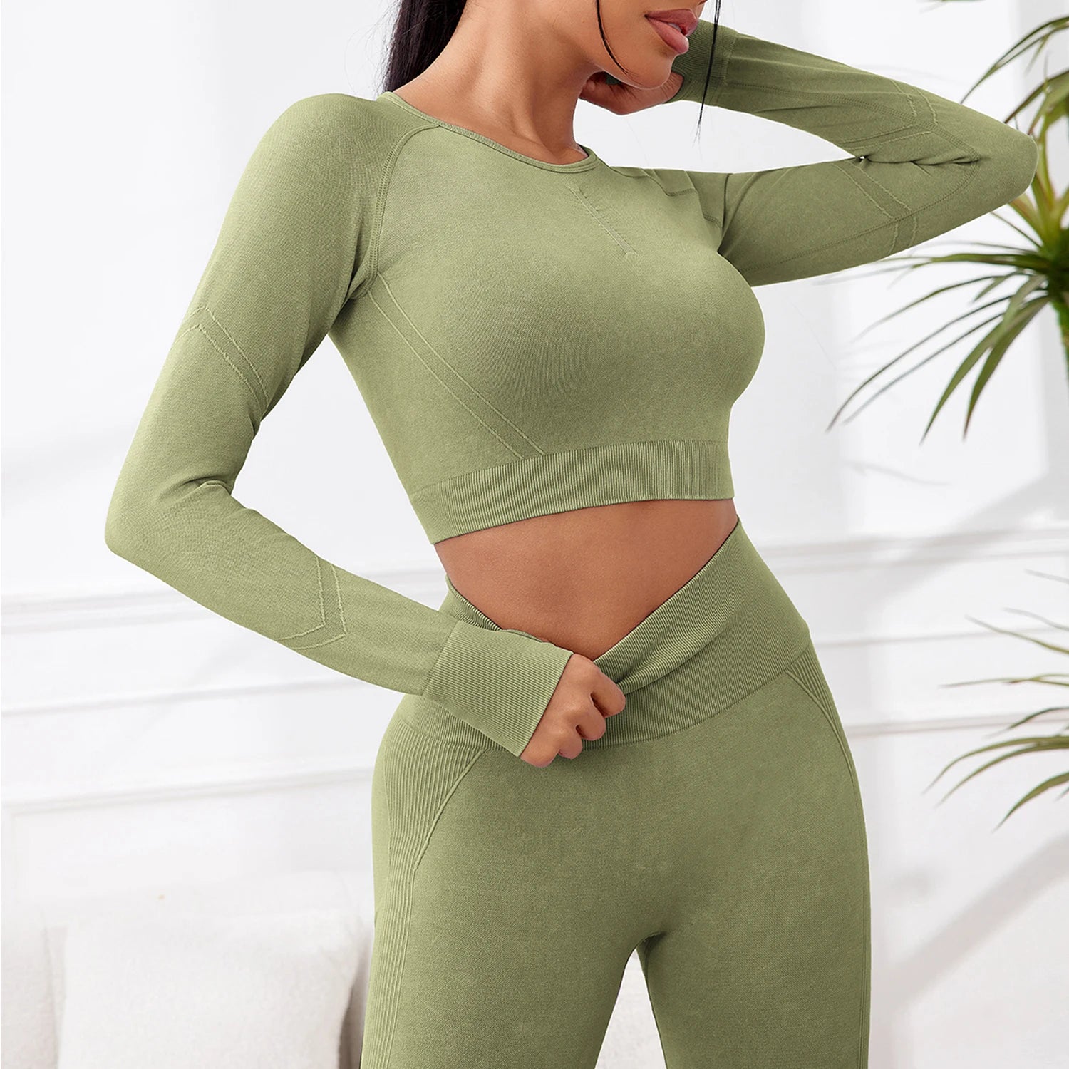 2025 2PCS Sets Women Outfit High Waist Gym Sexy Sport Wash Pants Sets Running Outdoors Skinny