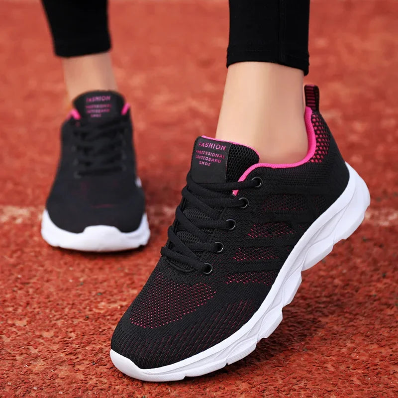 Black Non Slip Women's Shoes Fashion Lightweight Running Sneakers Breathable Casual Travel Shoes Comfortable Work Shoes for Work