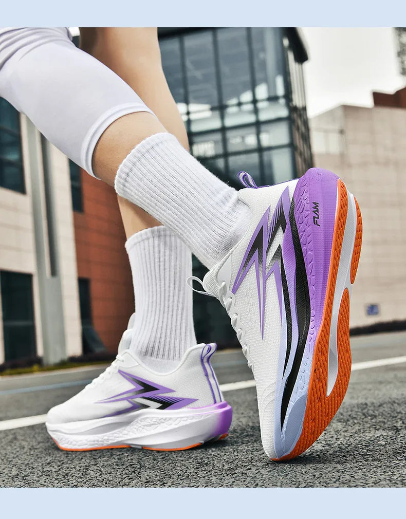 Full-Length Carbon Plate Running Shoes for Boys and Girls, New Breathable Non-Slip Men's Running Shoes, Marathon Racing Shoes