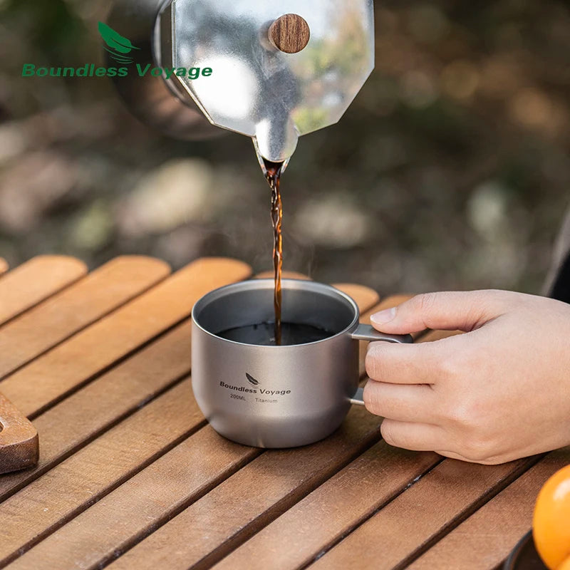 Boundless Voyage Titanium Double Wall Mug Metal Coffee Tea Cup Mini Espresso Cup Ultralight Durable Portable Drinkware Ti3086D