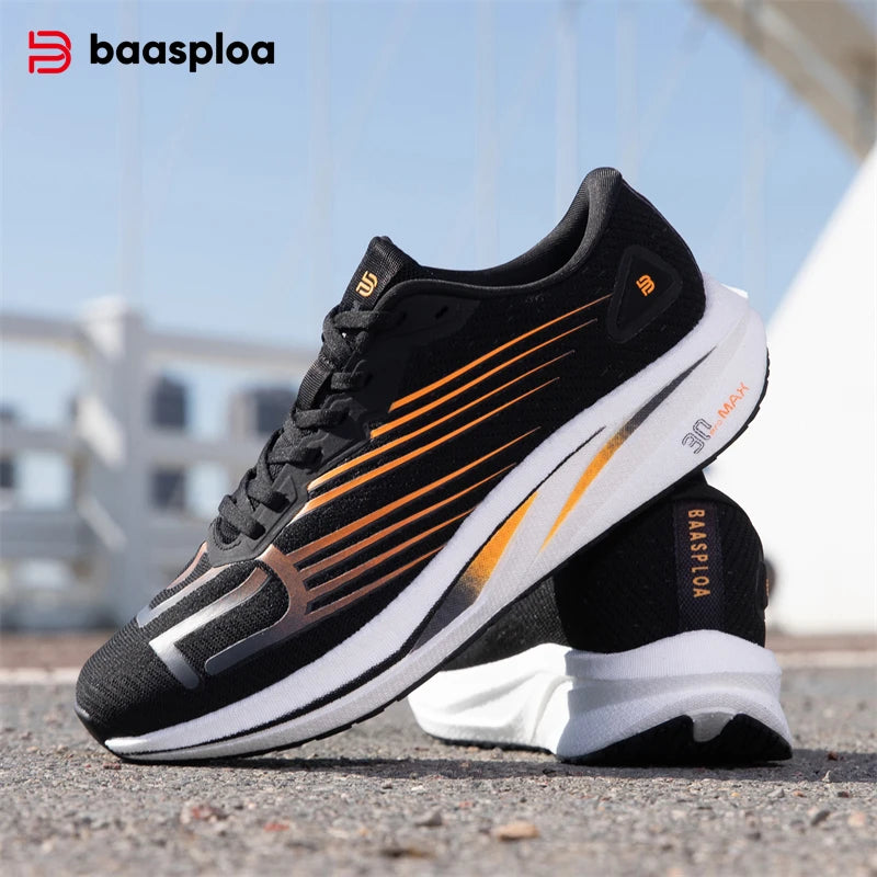 Baasploa Men Jogging Sports Shoes Carbon Plate Professional Cushioning Sneakers Male Outdoor Breathable Non Slip Running Shoes