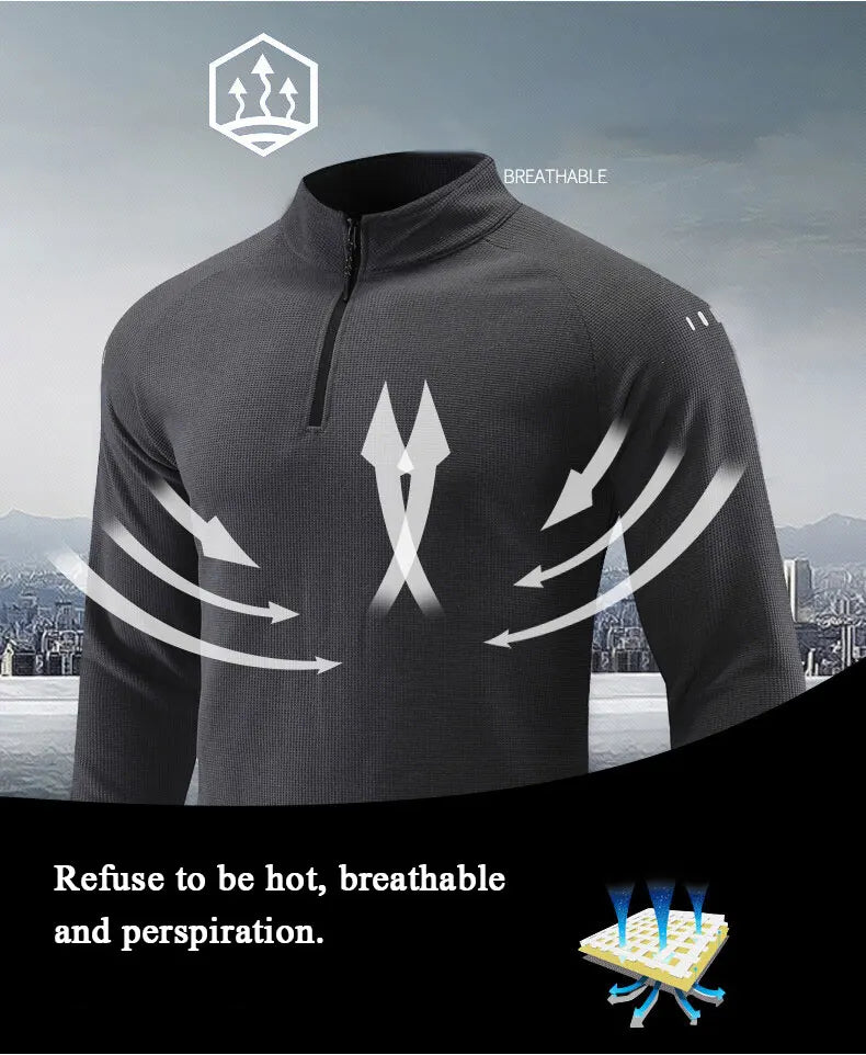 Running Long Sleeve T-shirt Reflective Men Sportswear Breathable Black Coat Gym Jogging Male Gym Fitness Spring Autumn Clothing